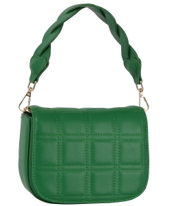 Fashion Quilted Flap Satchel Bag LE-0324 EMERALD